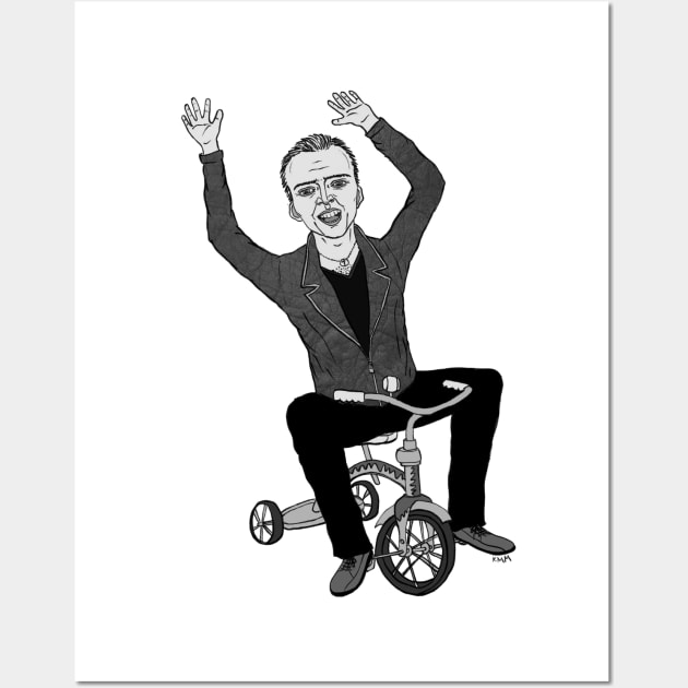 Nicolas Cage on a Tricycle Wall Art by prettyprettyugly